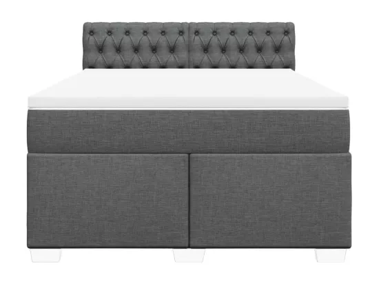 Sommier à lattes de lit avec matelas Gris foncé 160x200cm Tissu