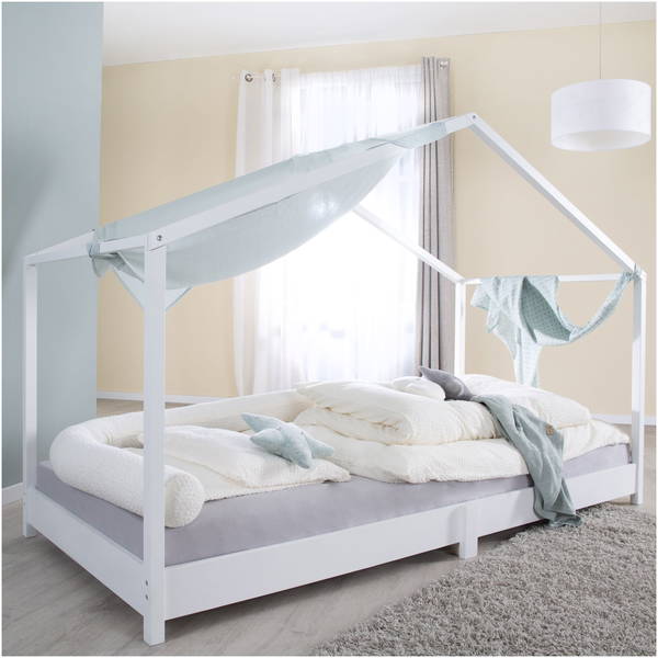 robaroba   Hausbett mit Rolllattenrost weiss 90x200cm