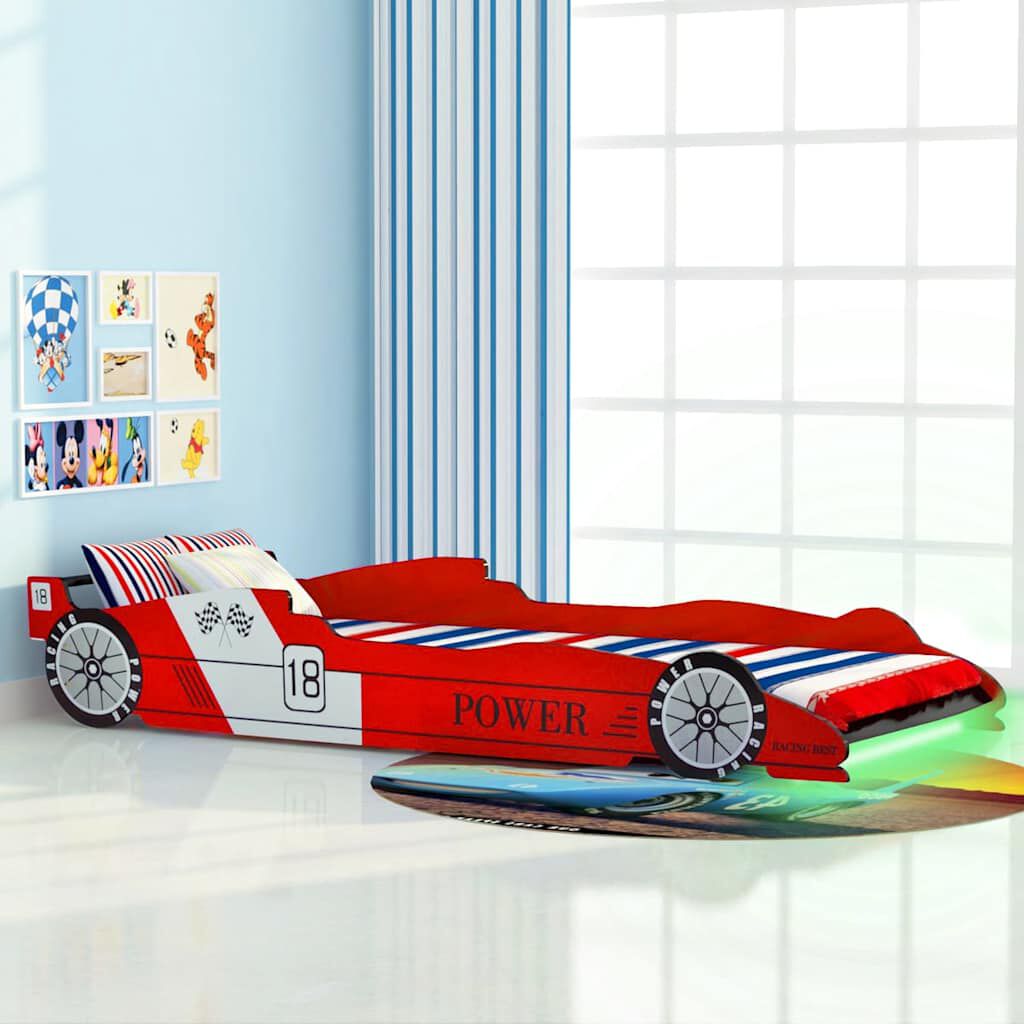 vidaXL Autovormig kinderbed 90x200 cm rood