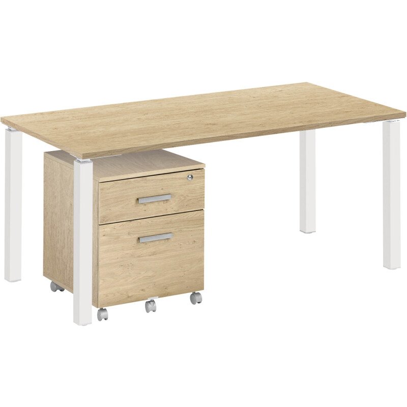 Pack bureau Eden L 160 cm + caisson mobile 2 tiroirs Eden
