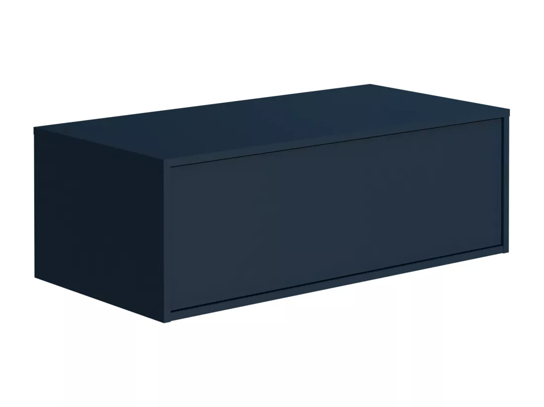 Meuble de salle de bain suspendu coloris bleu nuit avec simple vasque ronde - 94 cm - TEANA II