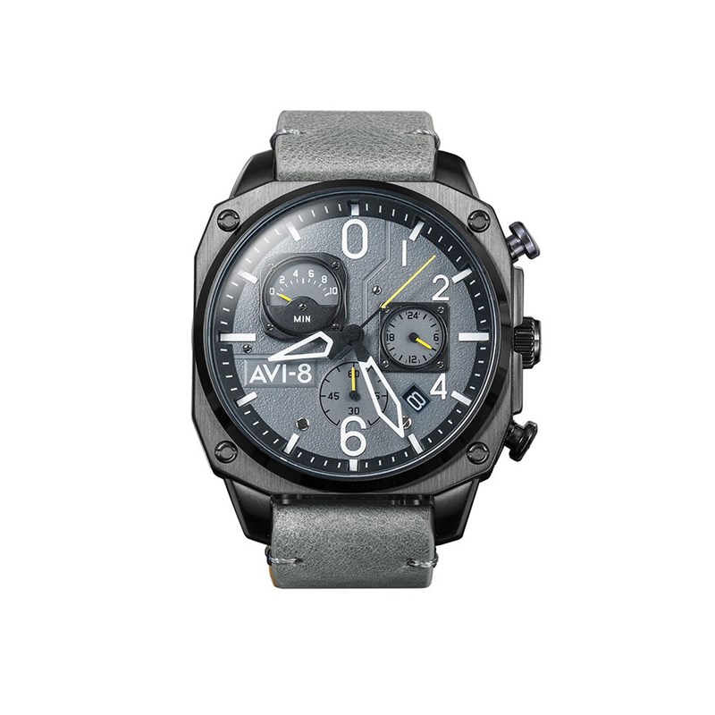 Montre AVI-8 HAWKER HUNTER Quartz Chronograph - AV-4052-03 - Bracelet cuir véritable de vachette