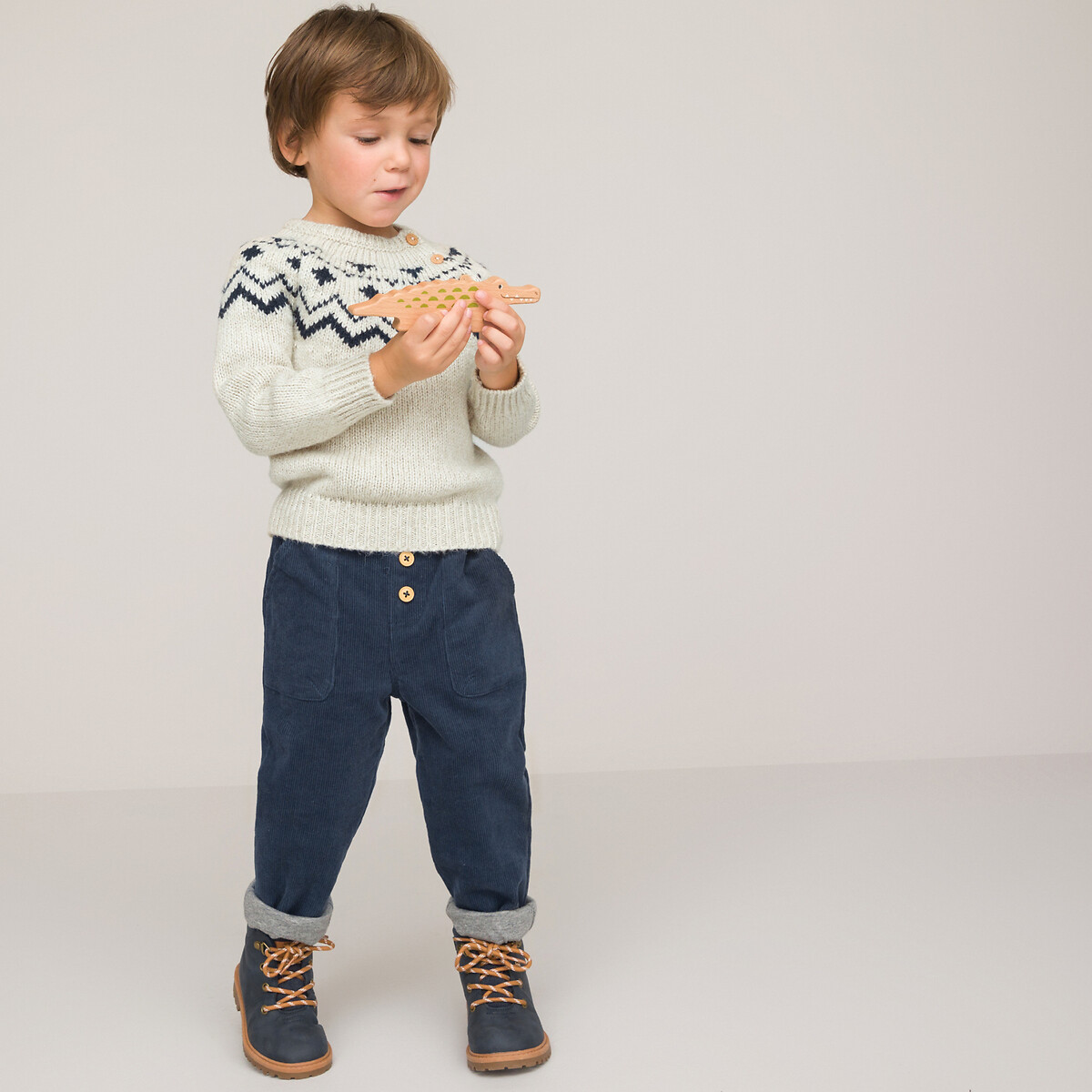 COLEÇÃO LA REDOUTE<br>Suéter de gola redonda em malha fina com padrão jacquard