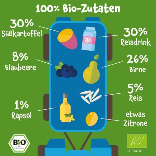 Pumpkin Organics - Bio Gemüse-Getreide-Quetschie Süßkartoffel, Birne, Blaubeere, Reis