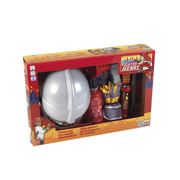 Set pompier avec casque et mégaphone - 7 pièces