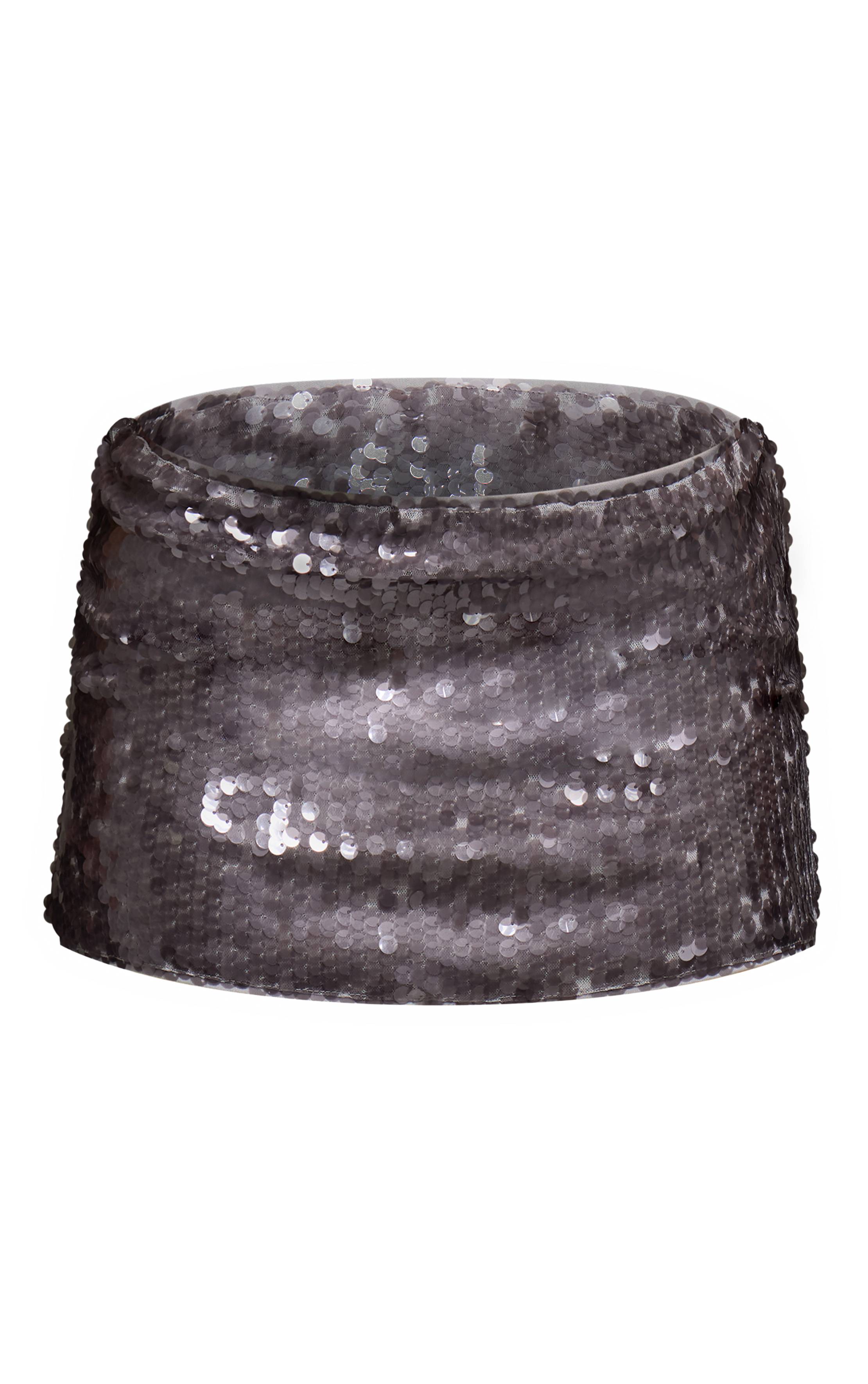 Gris Ensemble Jupe Courte Froncée À Sequins