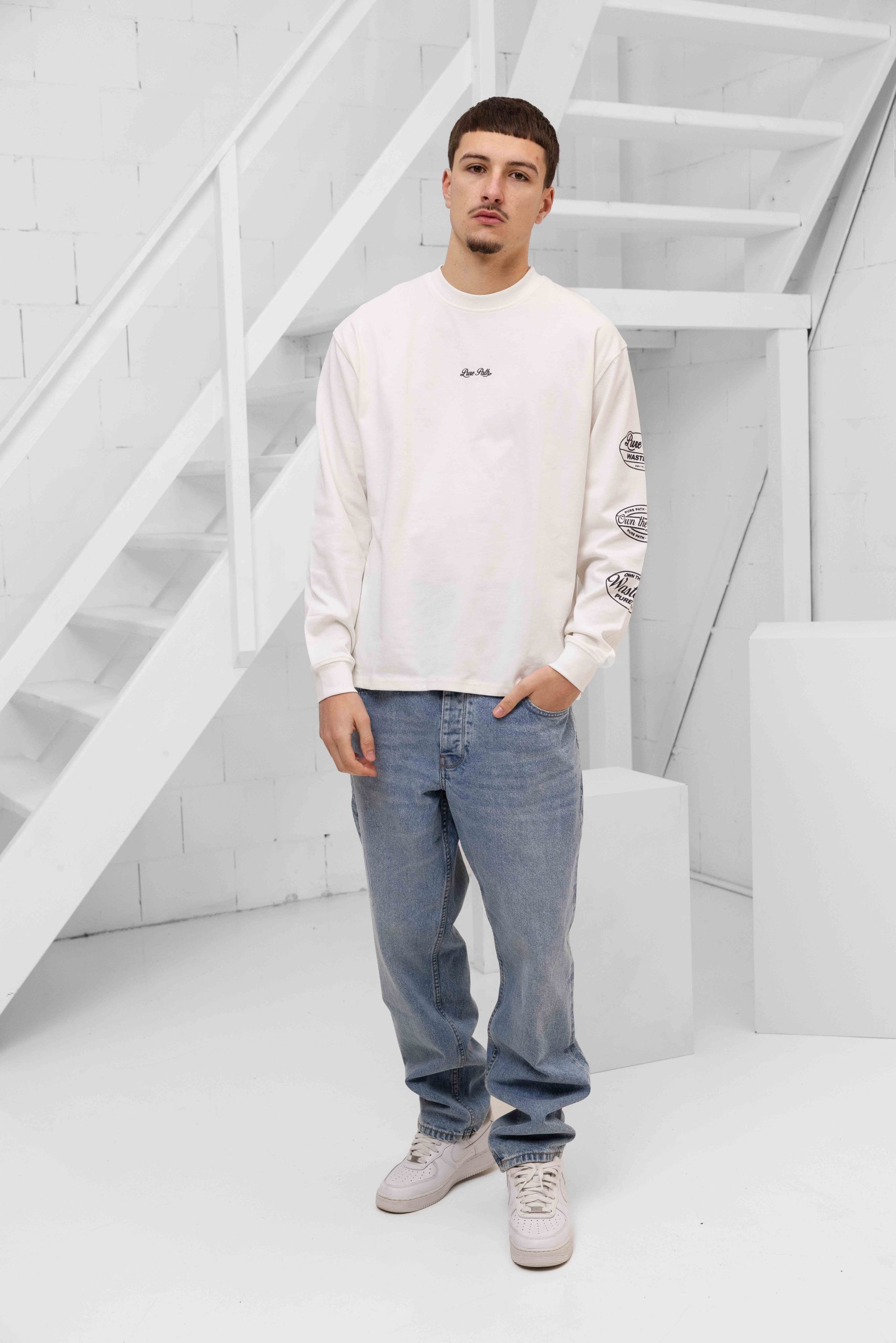 Pure Path Wasteland Patches Longsleeve T-Shirt Heren Wit