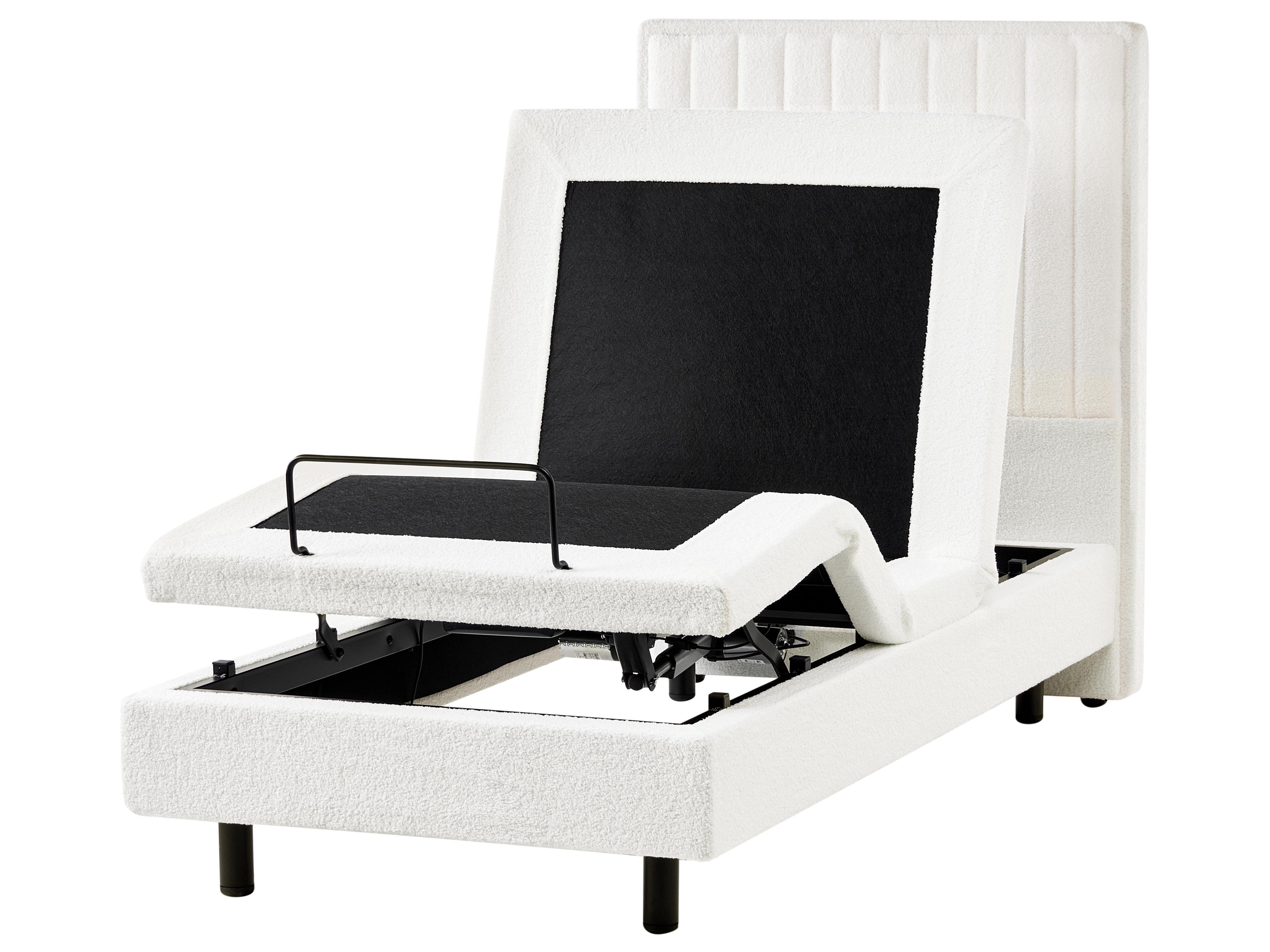 Verstelbaar bed Bouclé CASTELLAN 90 x 200 cm Gebroken wit