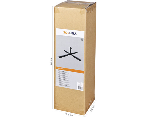 Soluna kruisvormige parasolvoet, 3,8 kg, staal, vierkant, zwart