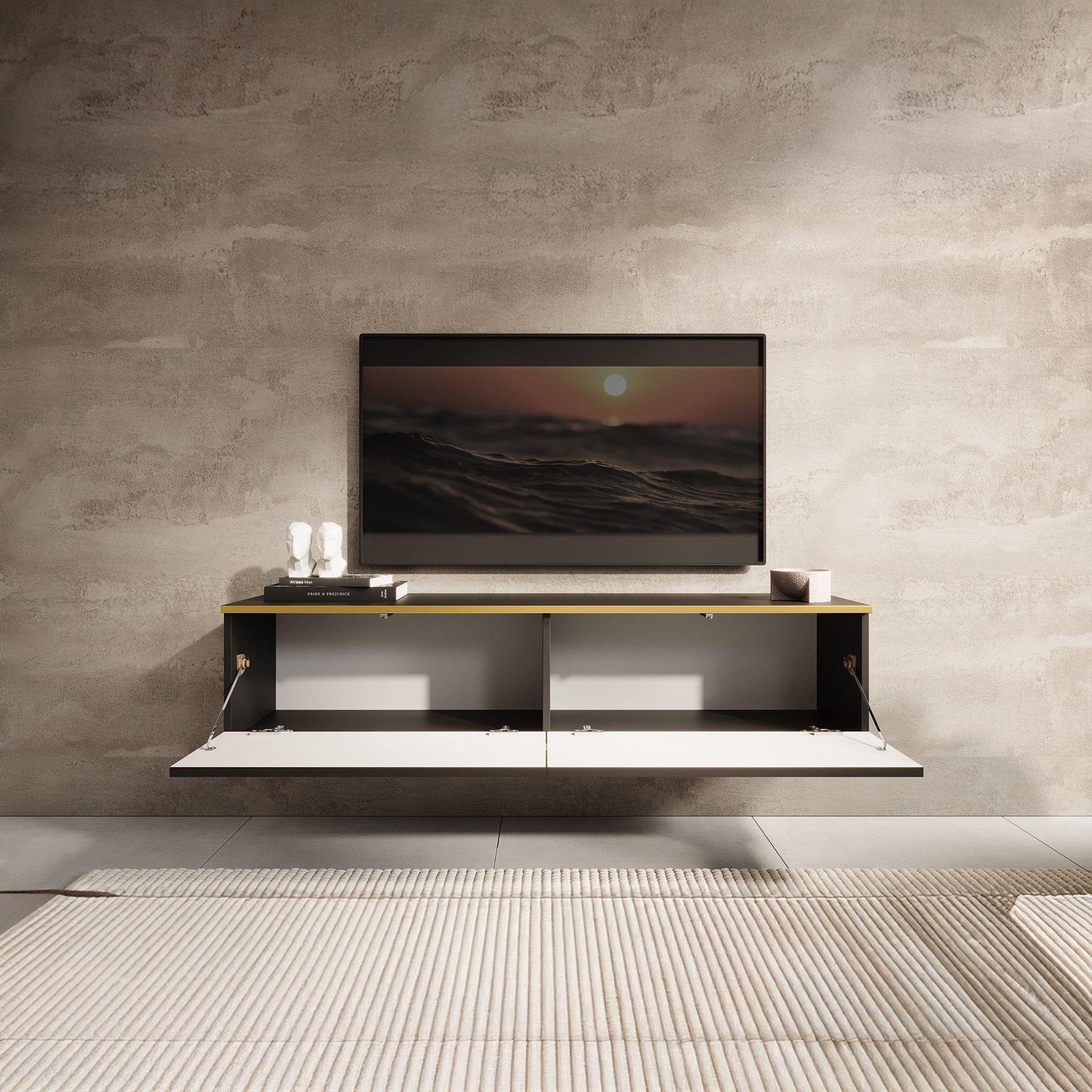 Orleans - TV-Meubel - Zwart - 135x32x30 cm