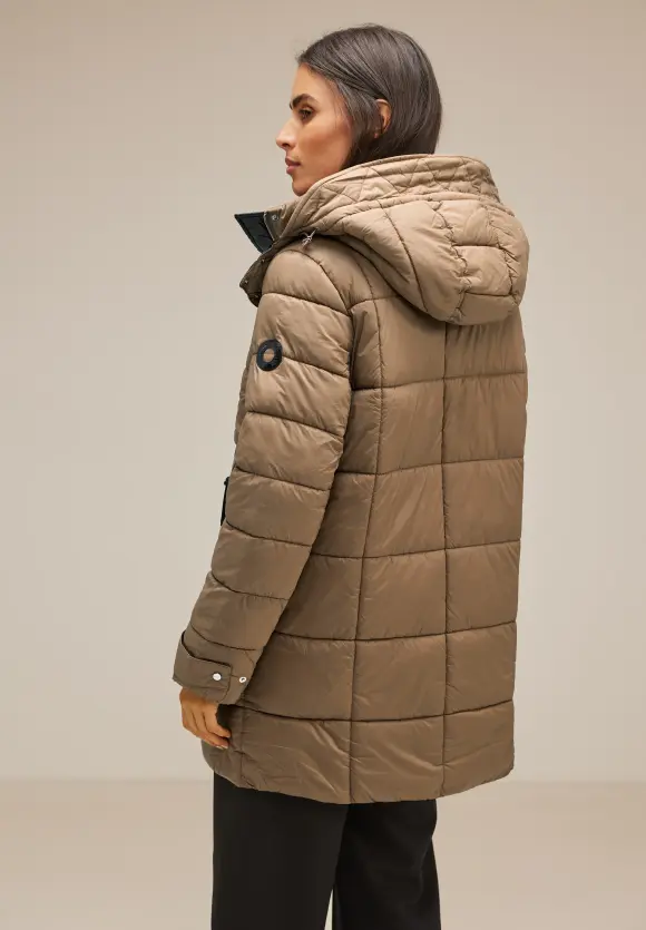 Wintermantel mit Kapuze - rocky brown