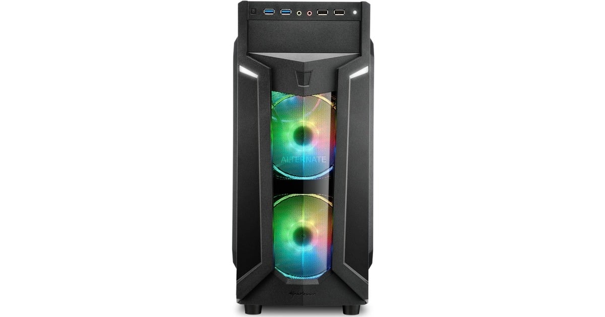SharkoonVG6-W RGB midi tower behuizing  (Zwart | 4x USB-A | RGB | Window)
