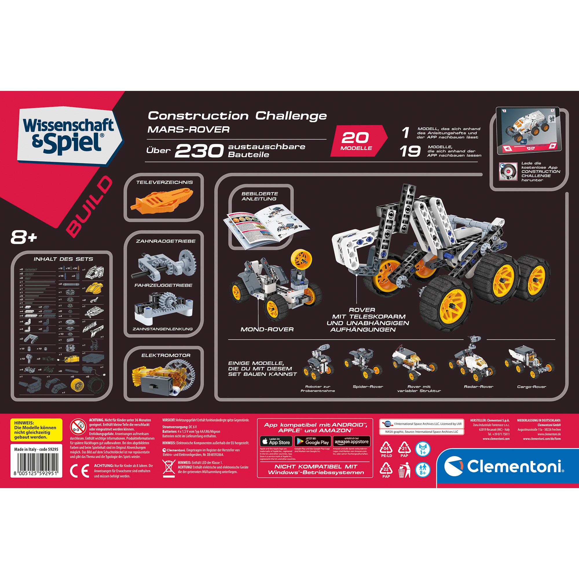Clementoni Konstruktionsspielzeug Construction Challenge - Mars-Rover