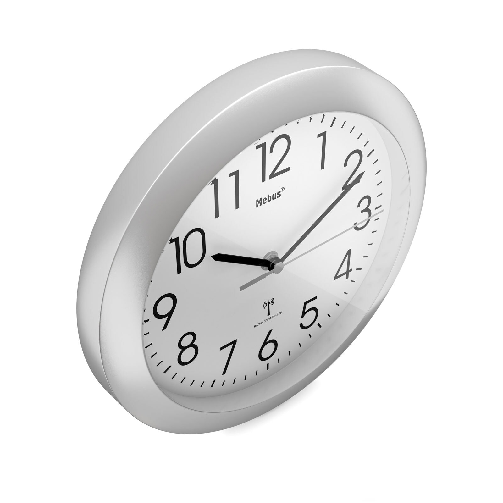 Mebus Funk-Wanduhr 25 cm silberfarbig/schwarz