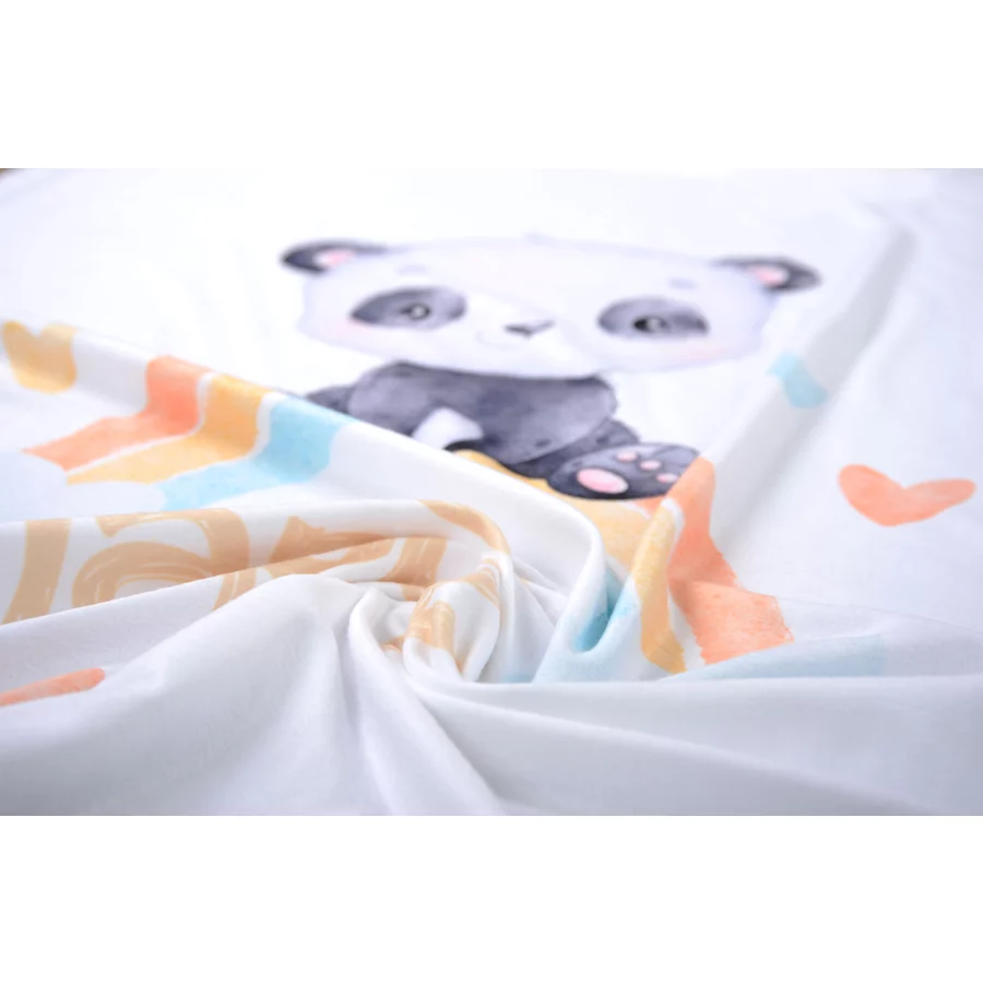 babybest® Microfaser-Flauschdecke Regenbogen Panda 75 x 100 cm