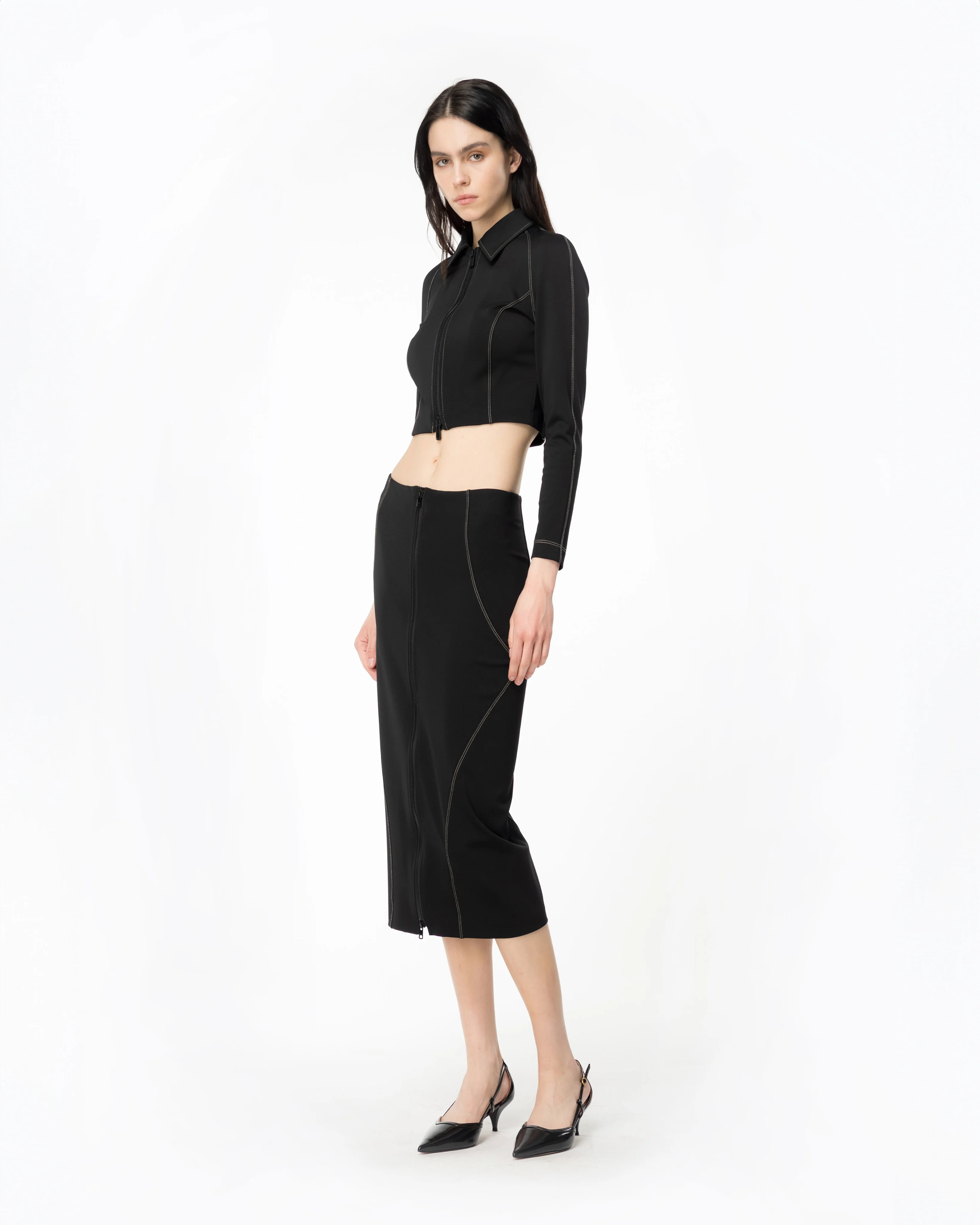 Blouson court effet scuba | Noir