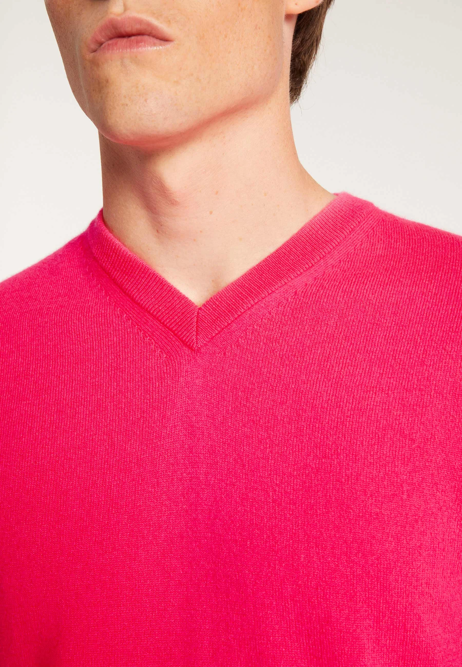 EVANNAH24 - Pull col v en cachemire | Rose