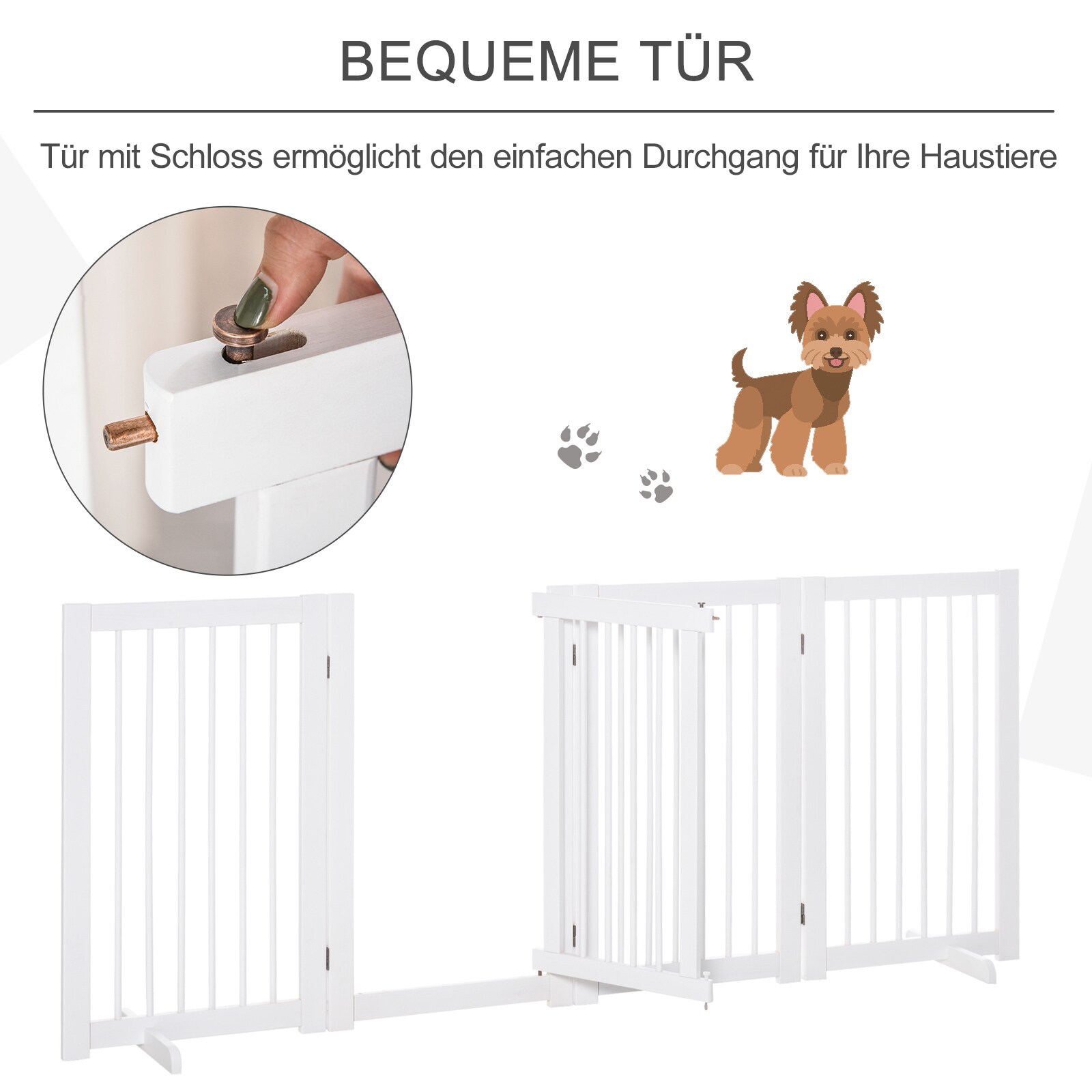 PawHut Türschutzgitter klappbar weiß 220 x 36 x 91 cm(LxBxH)