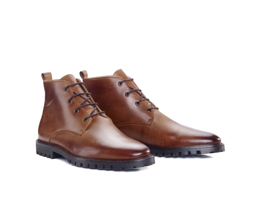 Boots semelle gomme homme Cognac patiné - CANFIELD GOMME