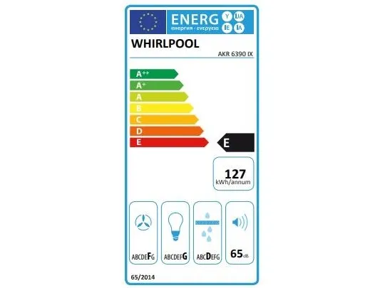 Whirlpool AKR 6390/1 IX, 304 m³/t, E, D, D, 62 dB, 125 m³/t