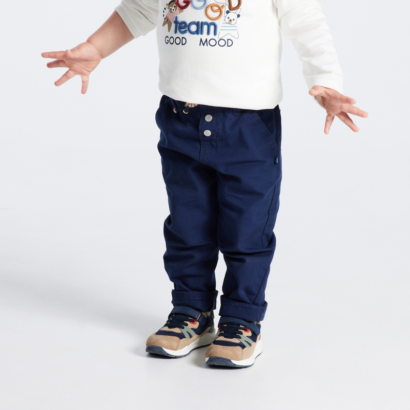 Pantalon regular coton fantaisie bleu bébé garçon