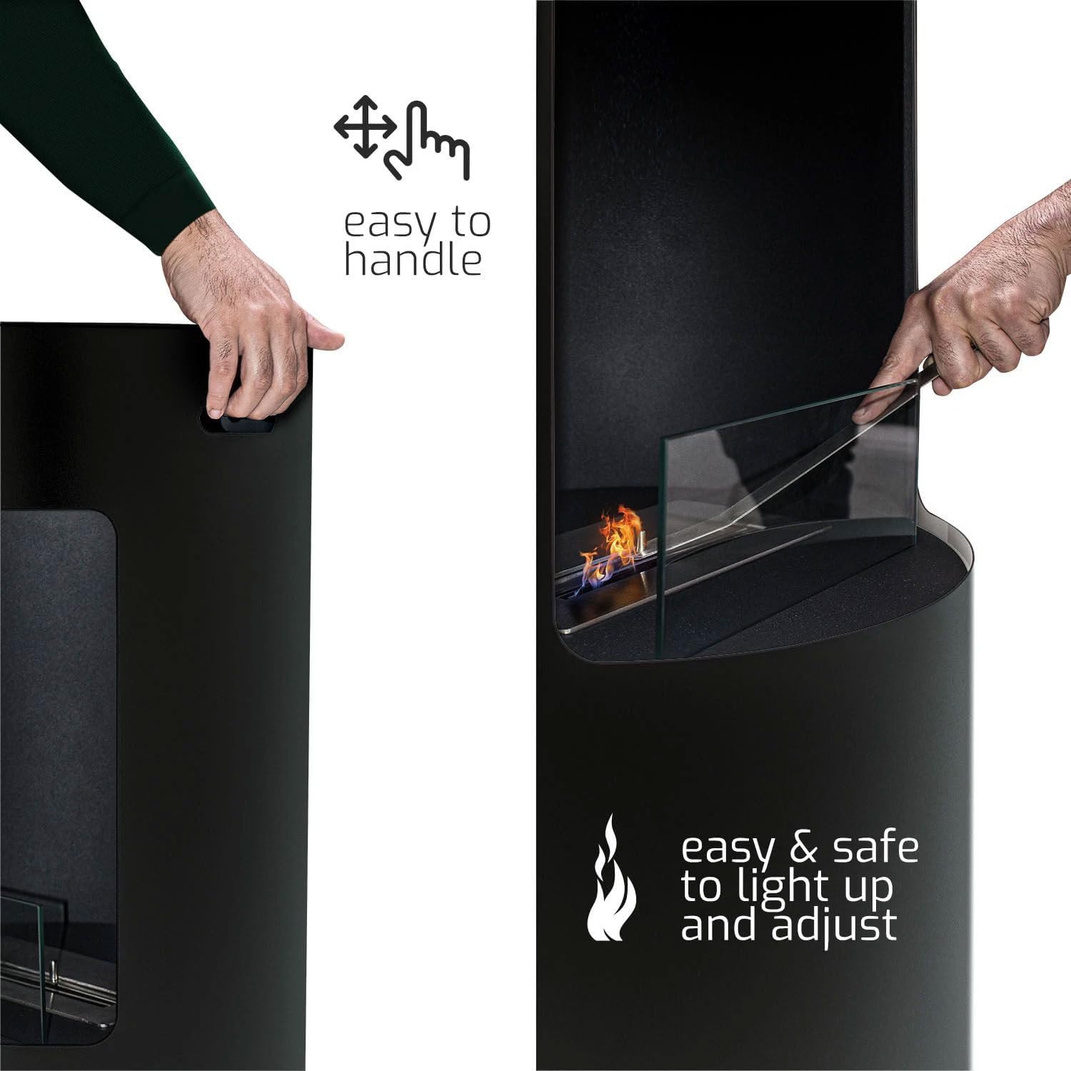 Frankystar Giulio Cesare – Bodenkamin Ø40 x 80 cm, Design für den Innenbereich, aus Edelstahl, Schwarz