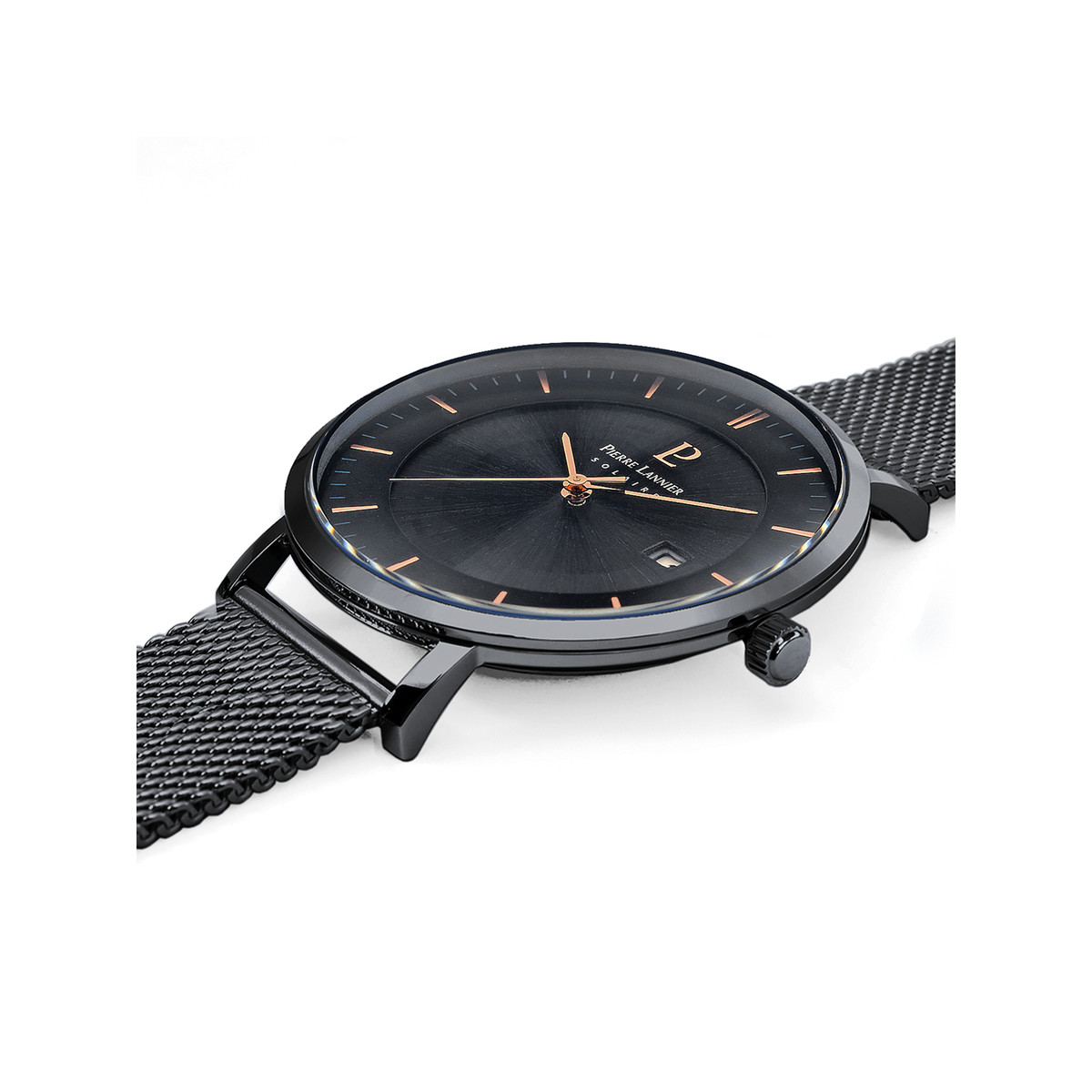 Montre Pierre Lannier homme solaire bracelet acier noir