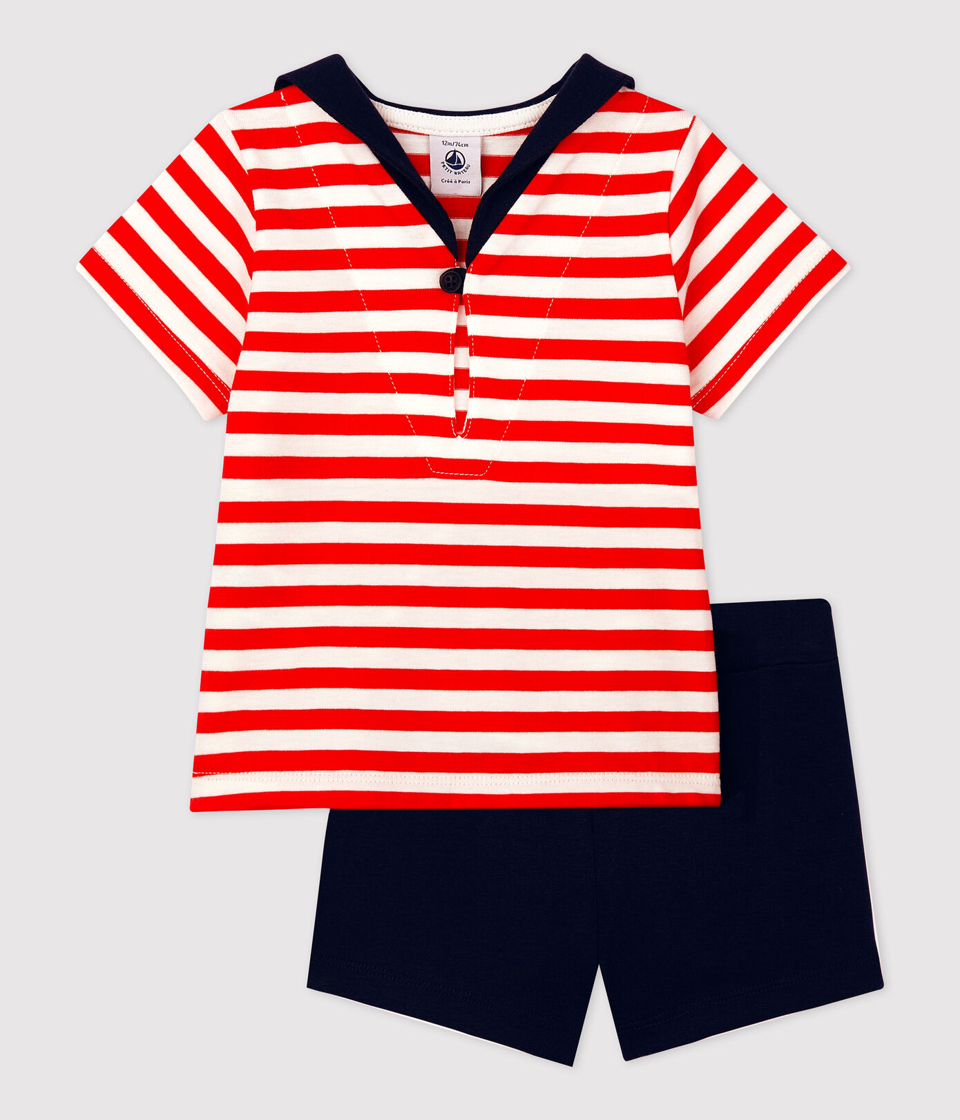 Ensemble deux pièces style marin bébé