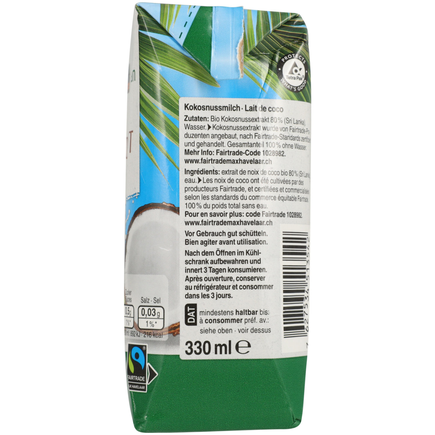 Naturaplan Bio Fairtrade Kokosnussmilch Tetrapack