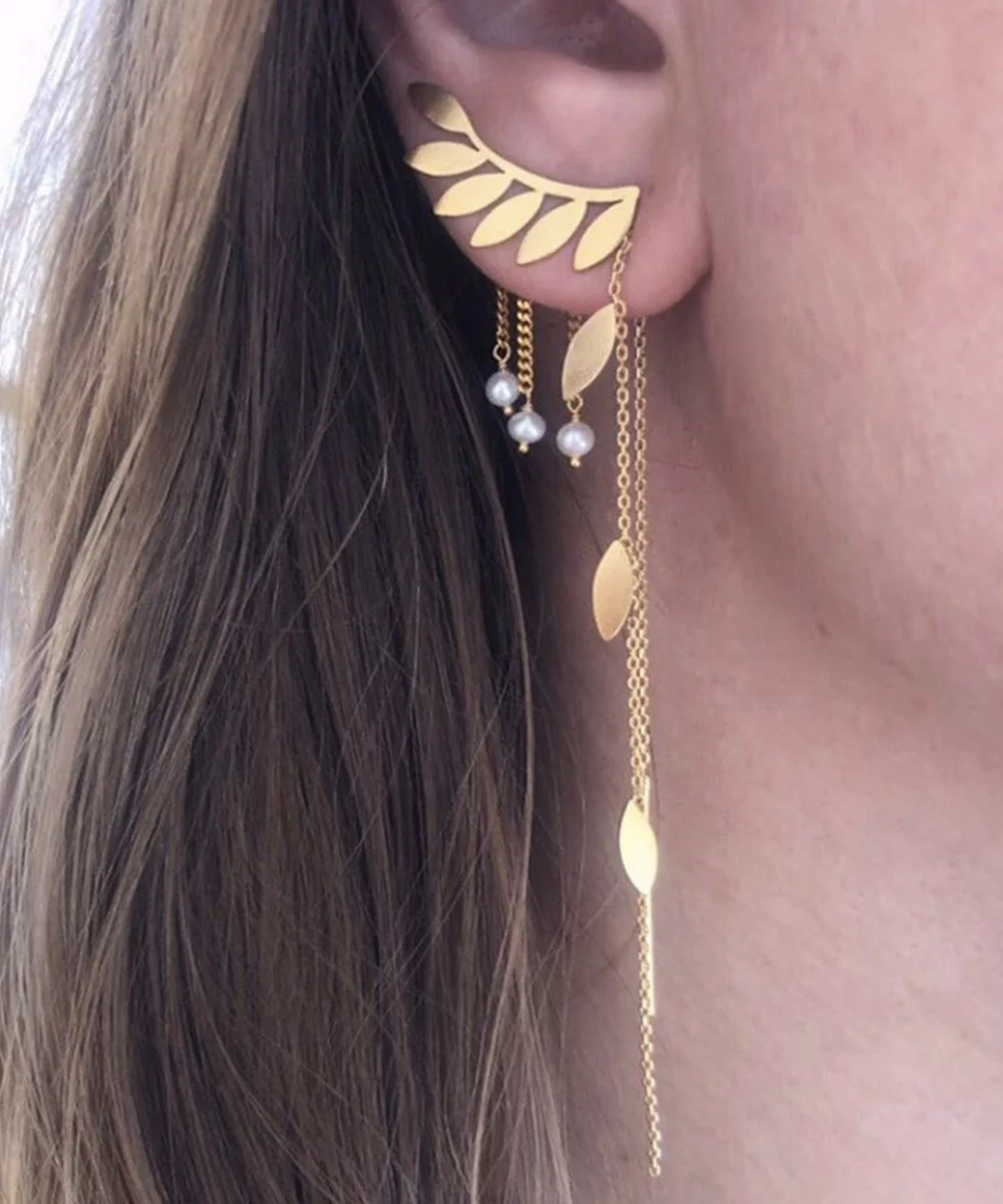 STINE A Jewelry  Three Leaves ørering - Forgyldt