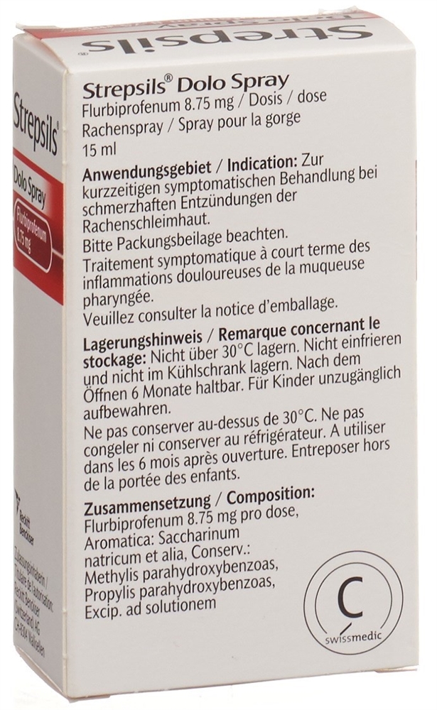Strepsils Dolo Flurbiprofen<br>15 ml, Flasche, Spray zur Anwendung in der Mundhöhle, Lösung