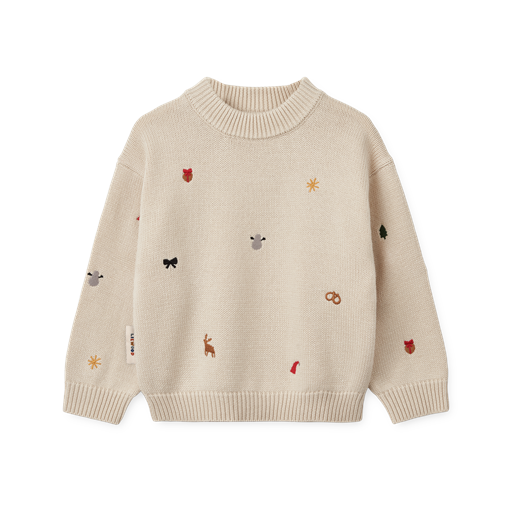 Liewood Orlane Embroidery Striktrøje, Holiday/Sandy, 86 cm