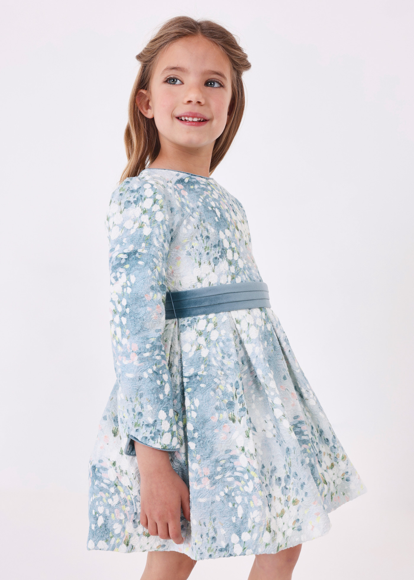 Vestido infantil com estampa jacquard