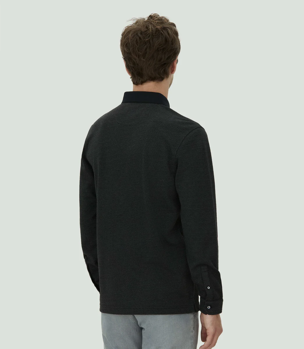 Polo jacquard noir 