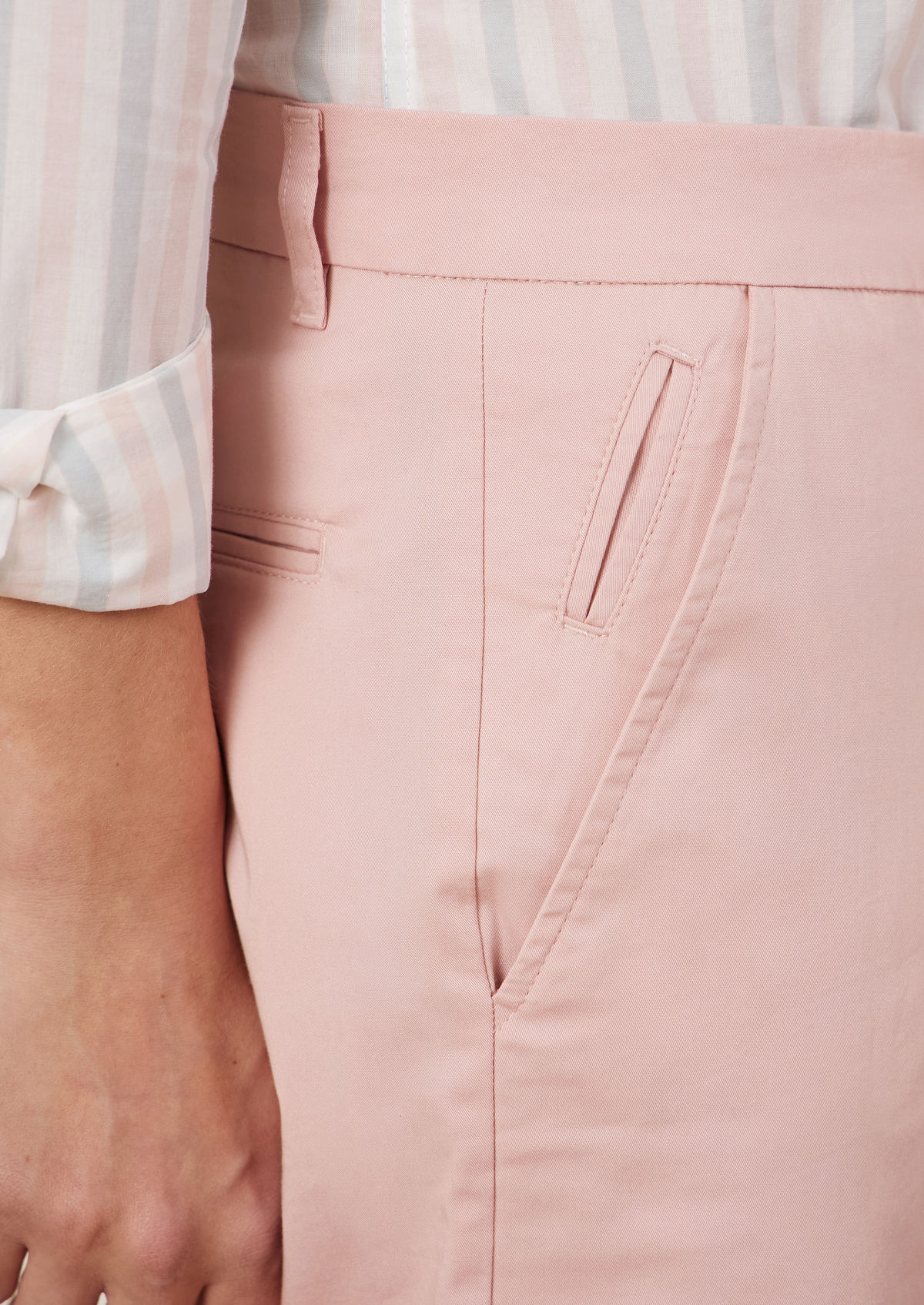 Bermuda en coton stretch uni rose