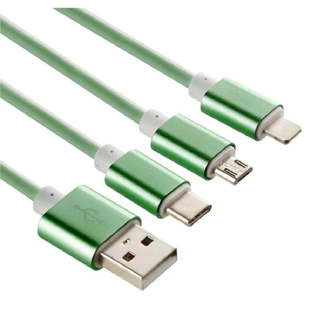 Câble USB 3 en 1 avec connecteurs USB-C/micro USB/Lightning