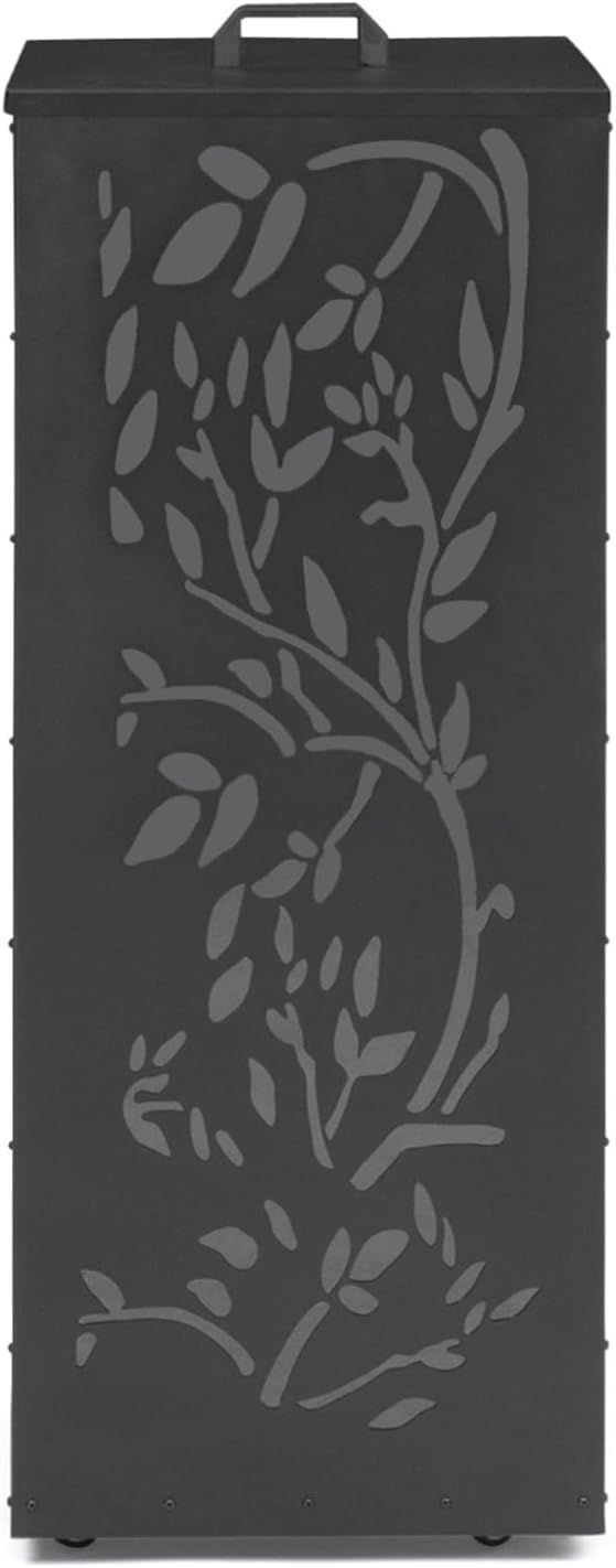 IDMarket - Pelletsbehälter 55 kg schwarz Pelletsaufbewahrung 36 x 36 x 87 cm - Blumenmuster