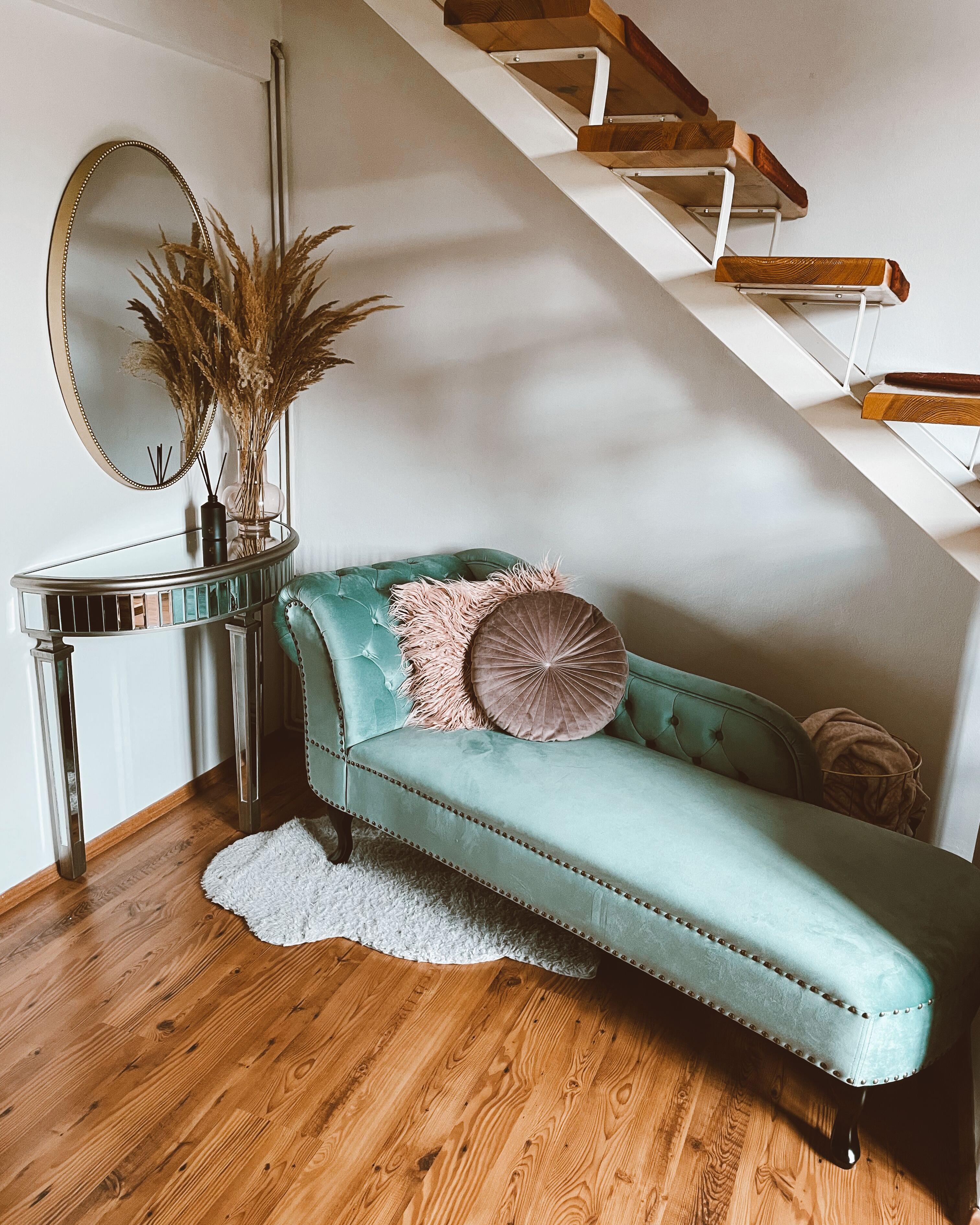 Linkszijdige chaise longue NIMES Fluweel Mintgroen