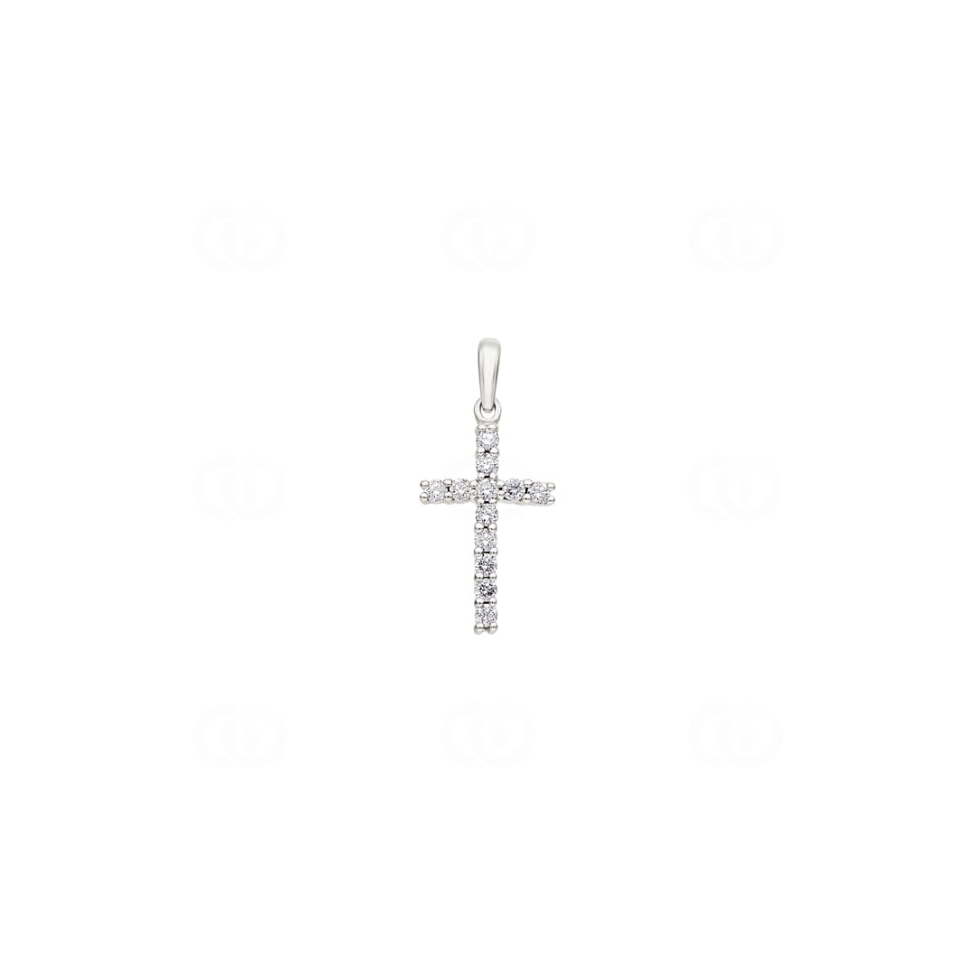 Anhänger 750/18 K Weissgold Kreuz mit Diamanten 0.30ct. H/si