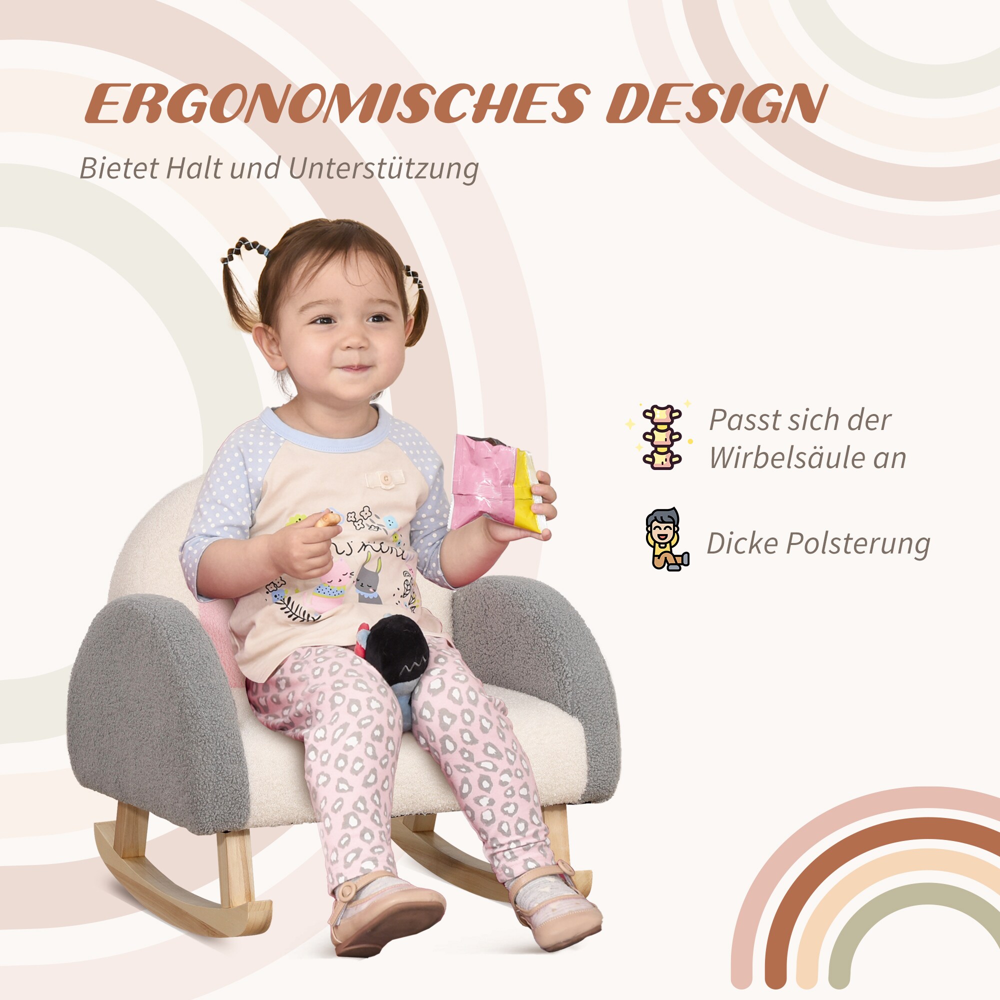 HOMCOM Kindersofa mit Schaukelfunktion 50L x 45B x 50H cm
