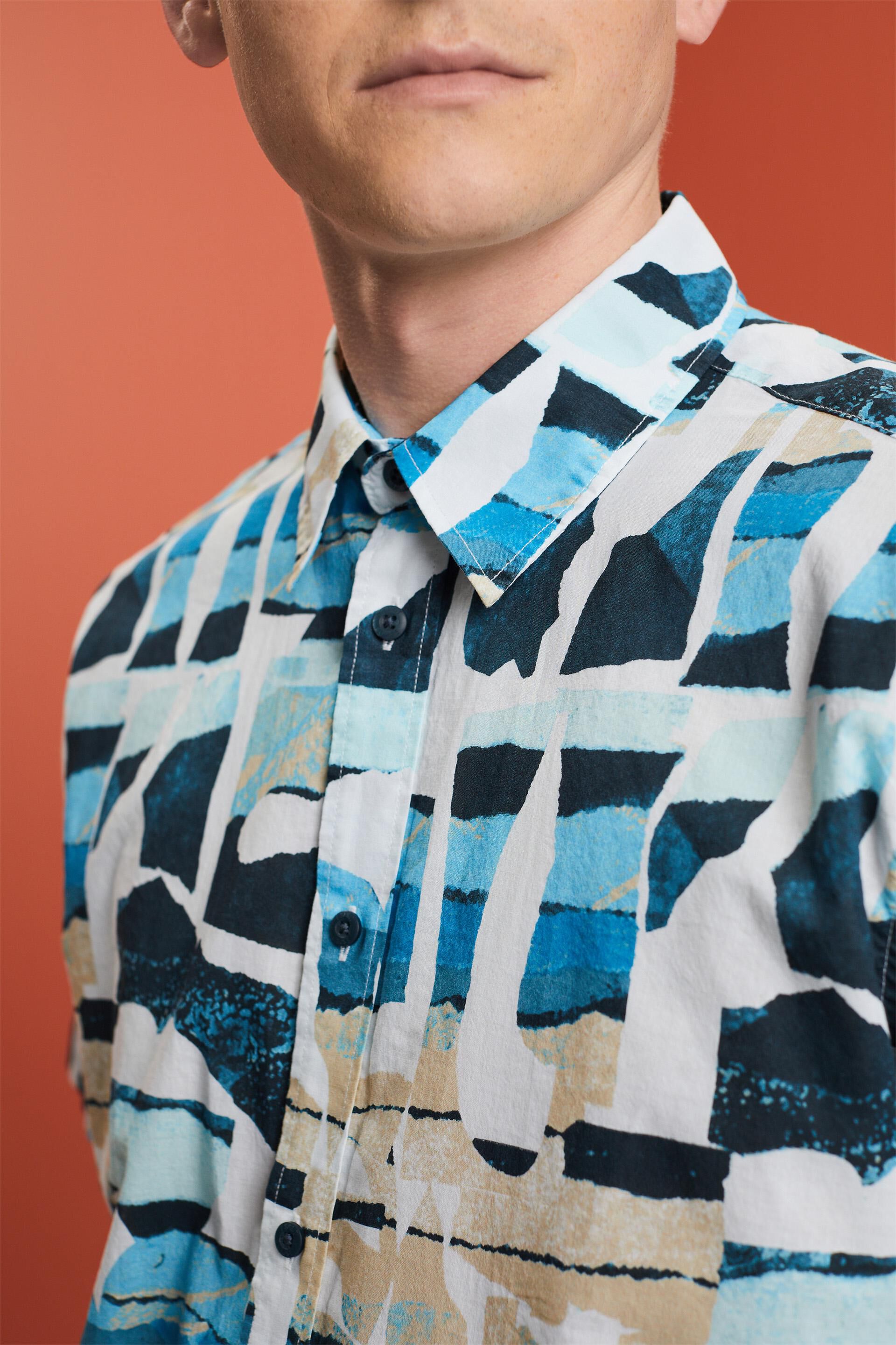 Chemise à manches courtes animée d’un motif, 100 % coton