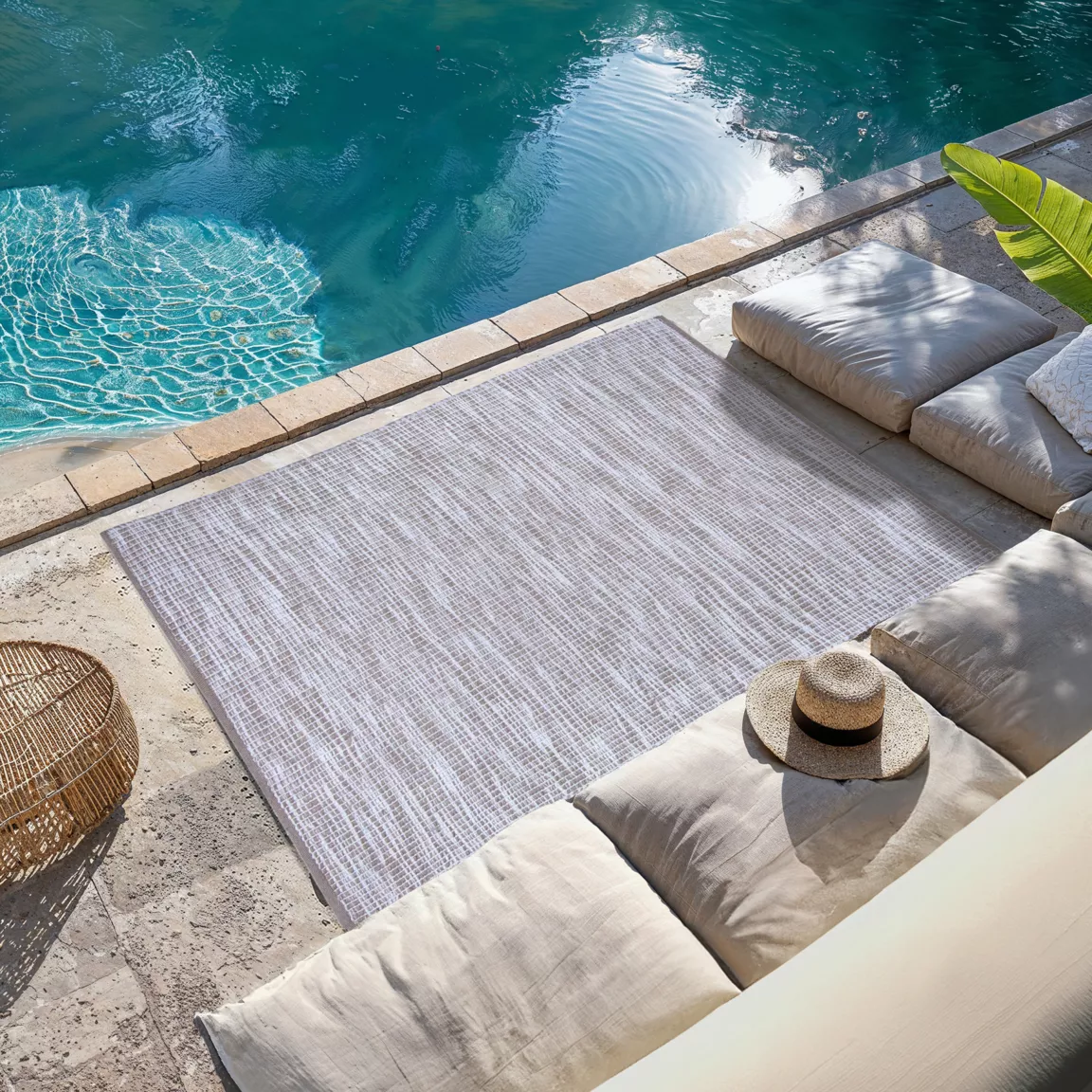 Tapis d'extérieur rectangulaire (120 x 170 cm) Bono Ficelle