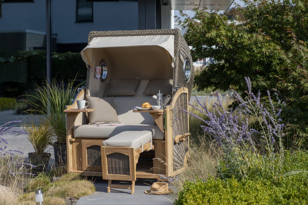 Strandstoel Rantum teak PE grijs design 537