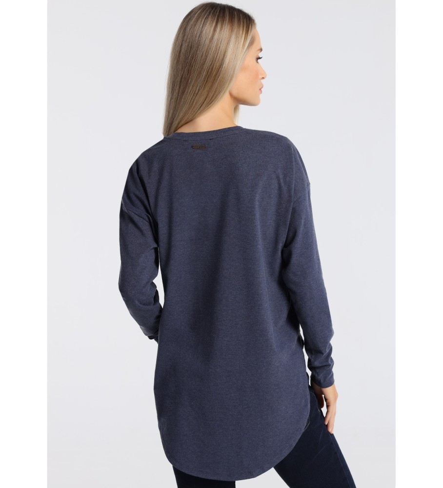 Camiseta de manga comprida Lois 132131 Azul Marinho