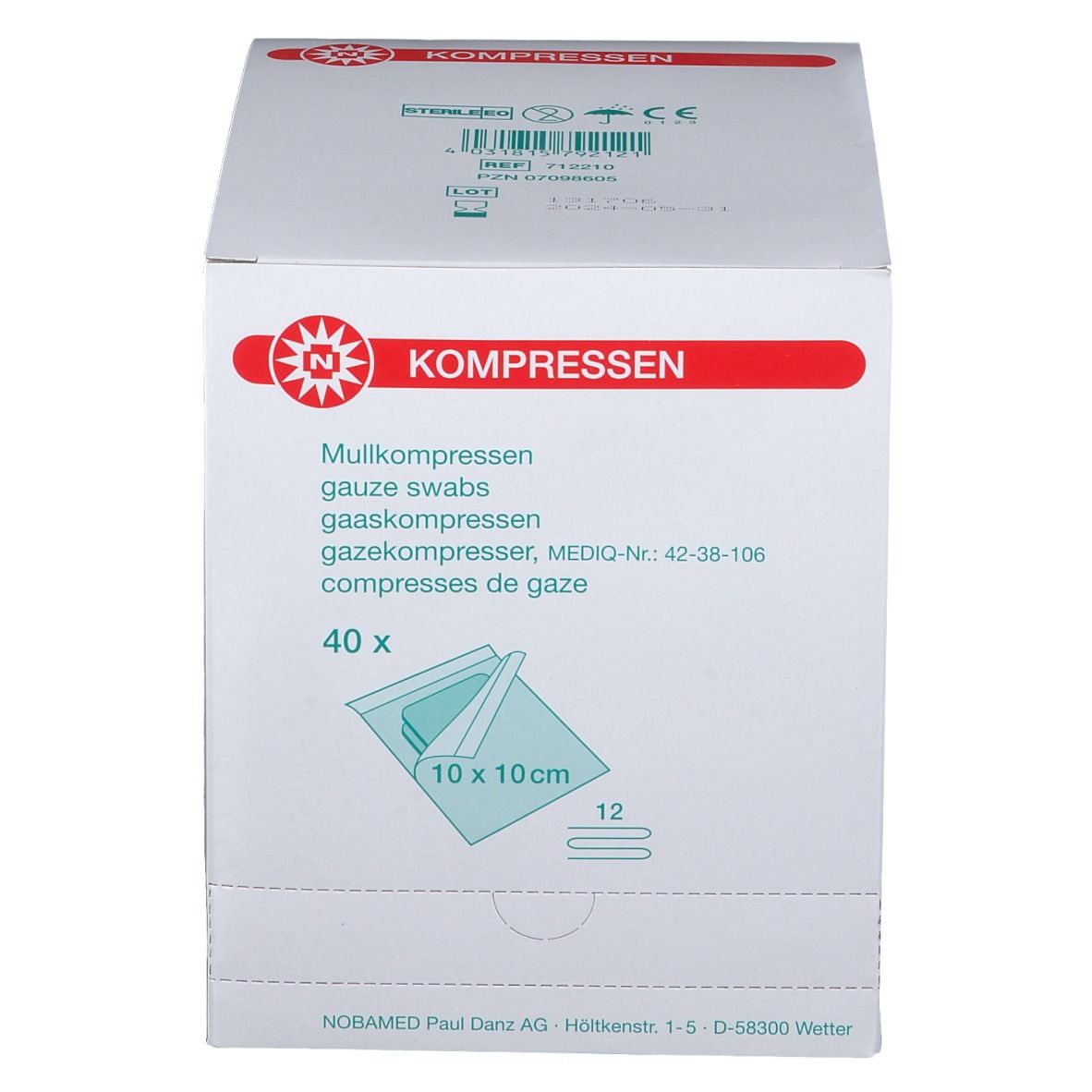 Mullkompresse-steril 12-fach 10 x 10 cm