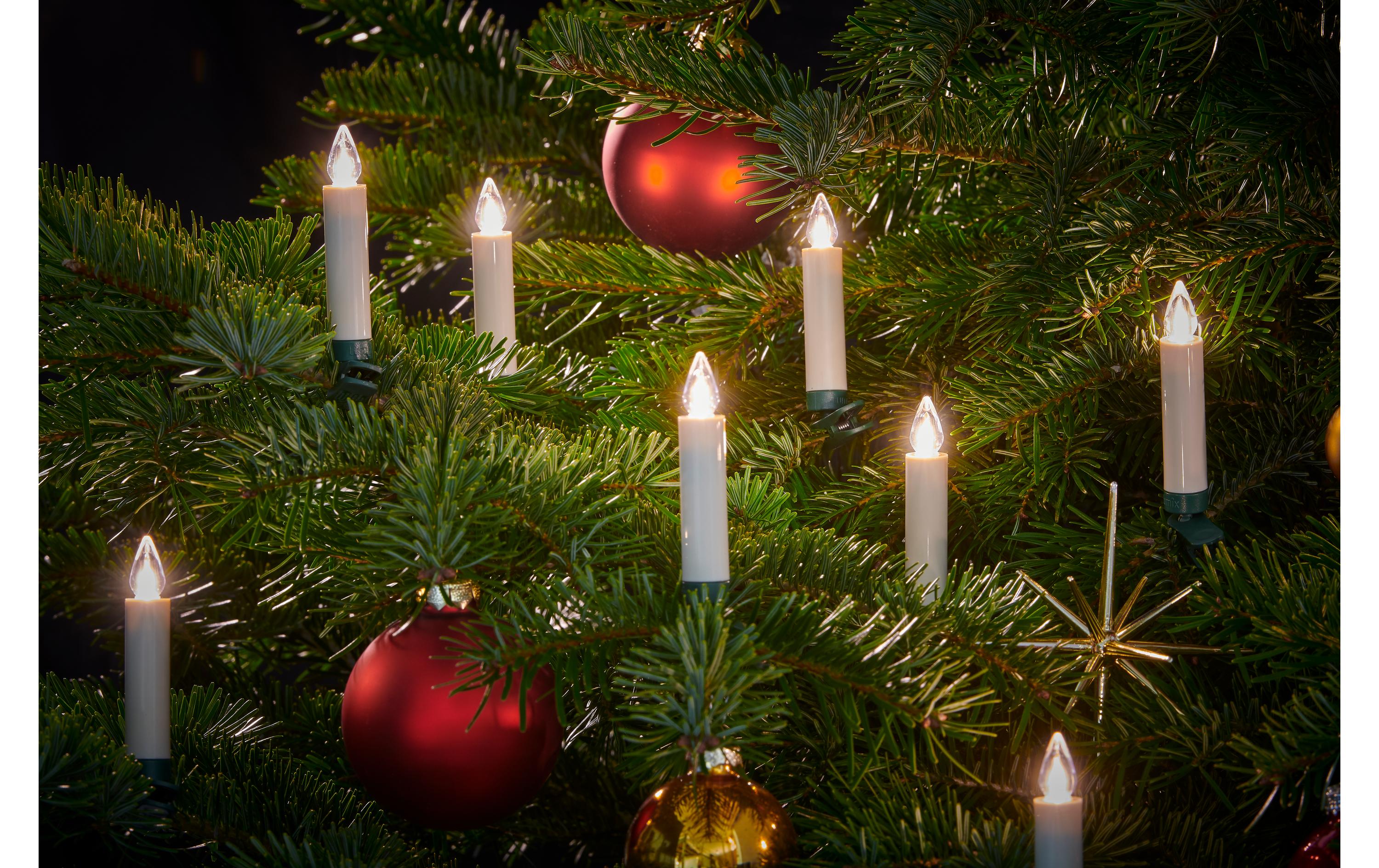 LED Baumkerze SuperLight Flame, Elfenbein, 12er-Starter SetLED Christbaumkerze