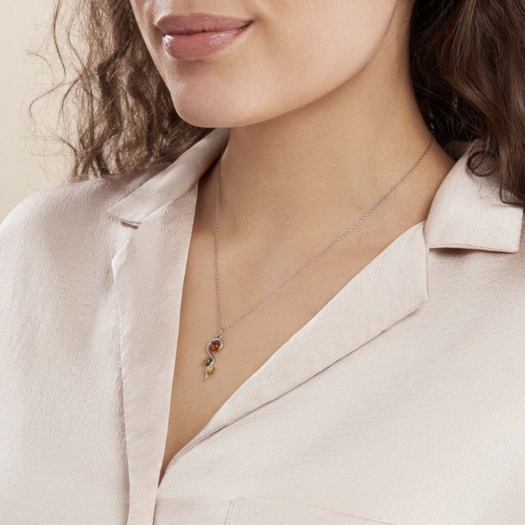 Collier Murriel Argent Blanc Ambre