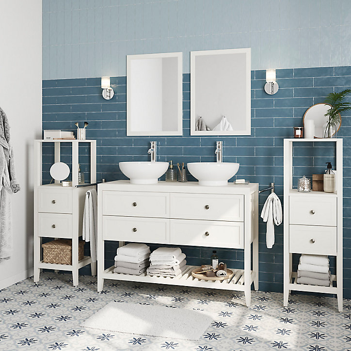 Meuble sous vasque à poser 4 tiroirs GoodHome Perma blanc 120 cm