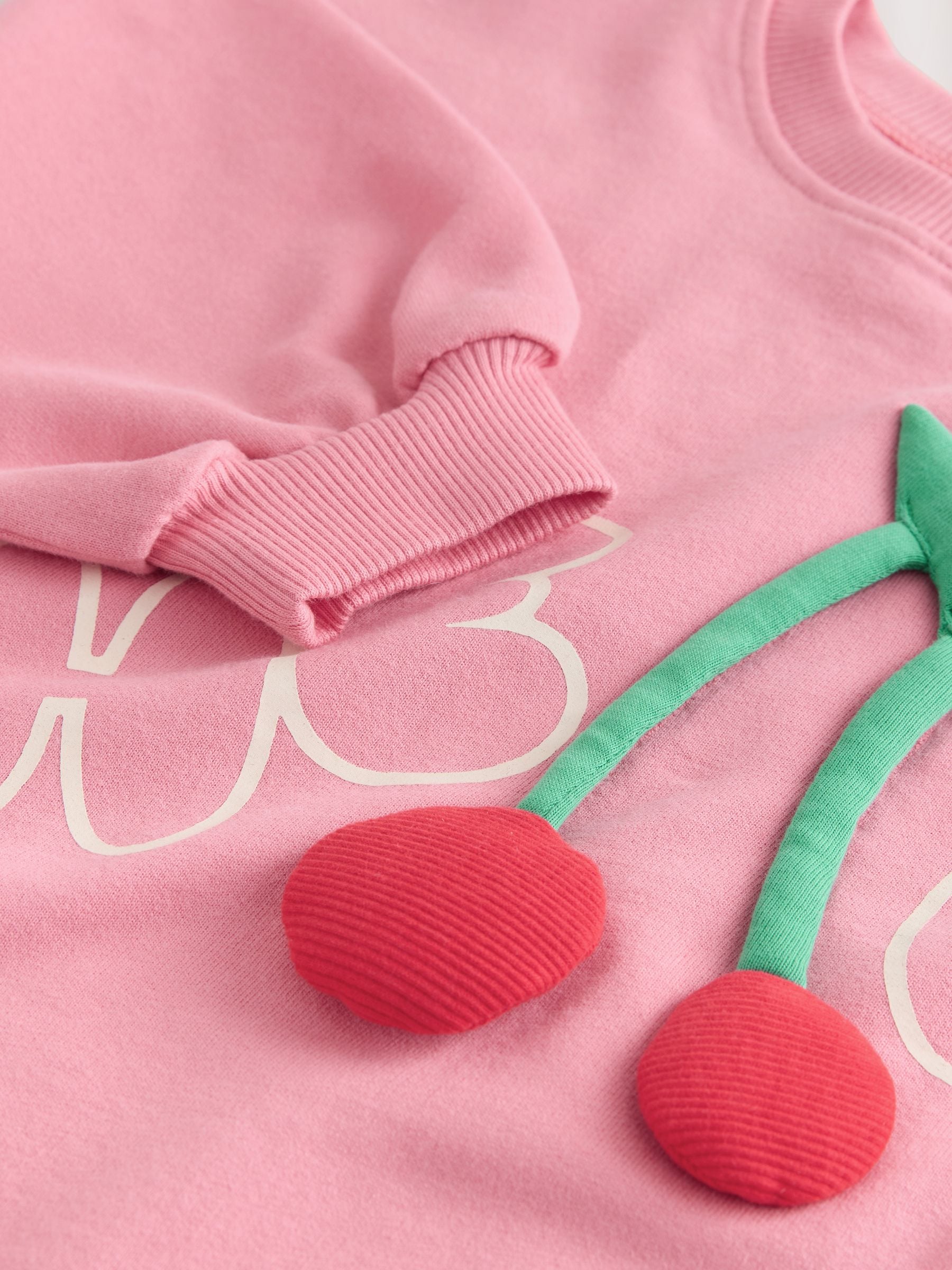 Pink Padded Cherry - Set met top met lange mouwen en broek met wijde pijpen (3mnd-7jr)