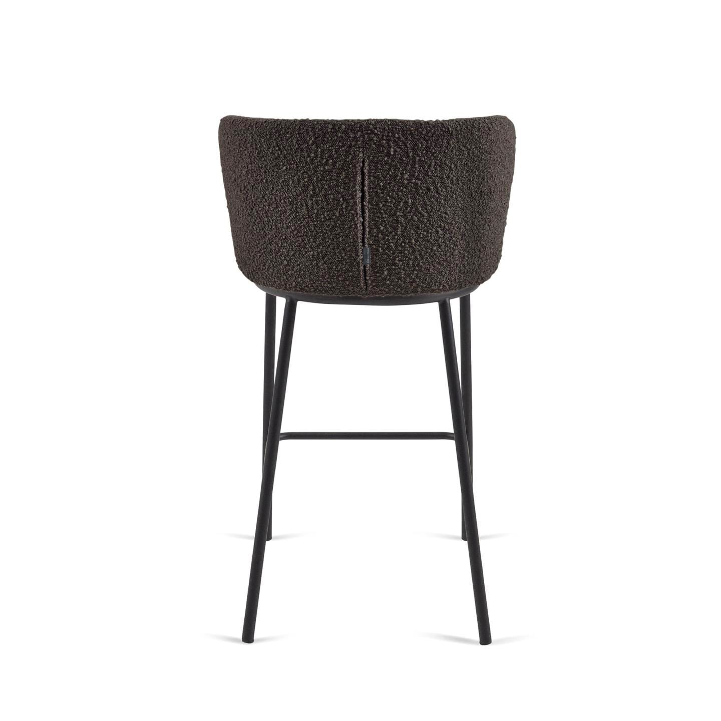 Kave Home Barhocker CISELIA Bouclé schwarz/Metall schwarz